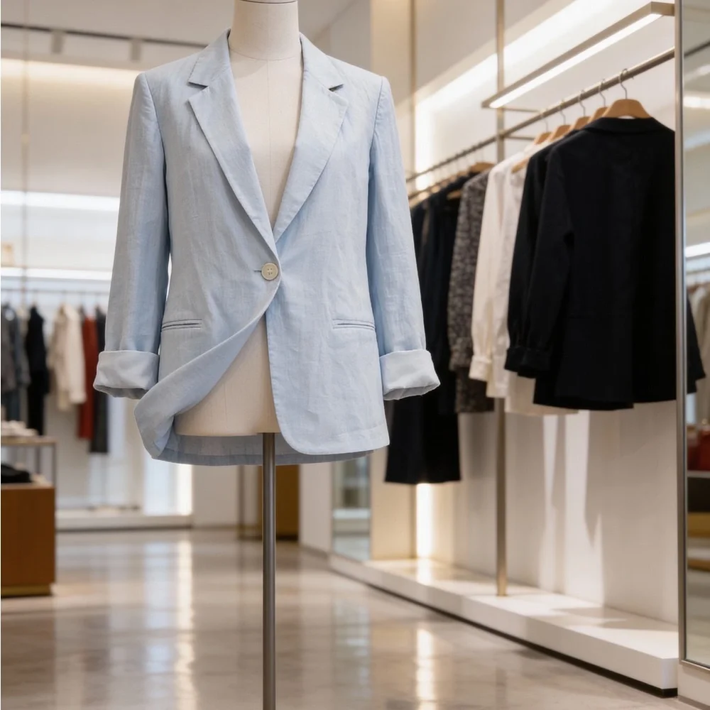 H&M Light Blue Women's Blazer - Picture 2 of 3